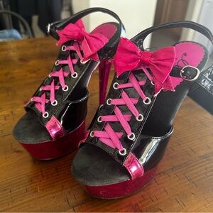 Ellie Black and Pink Platform Heels